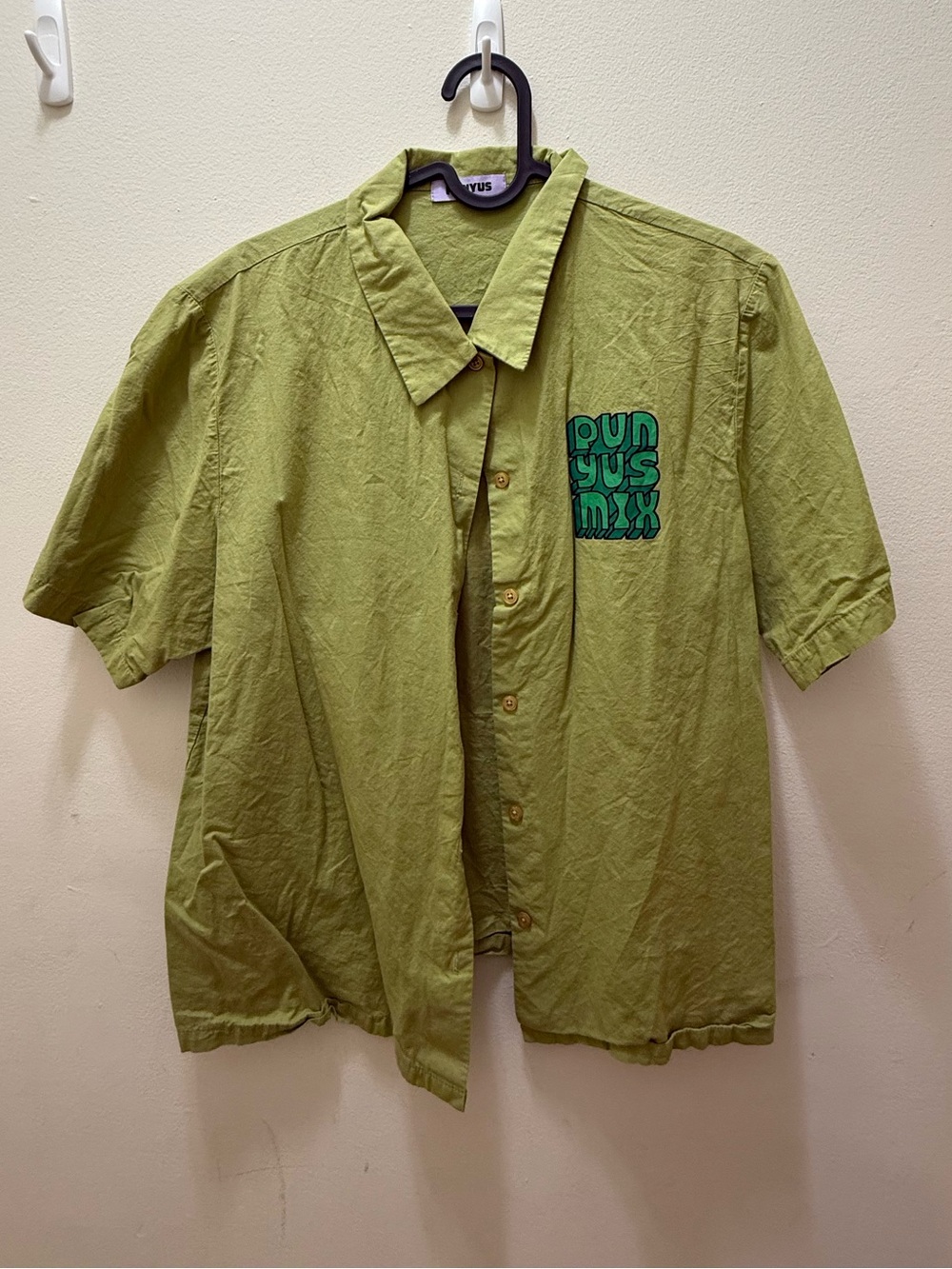 UNBRANDED Green Short-Sleeve Button-Up Top